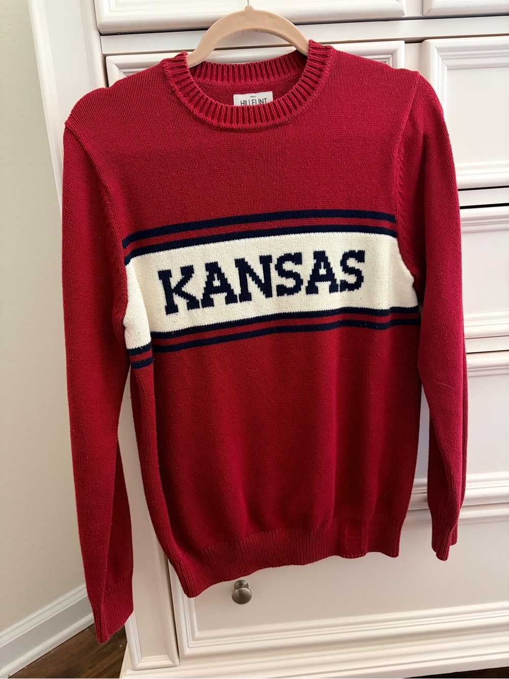 Hillflint KU Kansas Logo Crewneck Sweater in Red